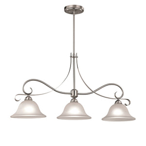 Atlas Brighton 36" Wide 3-Light Linear Chandelier - Elegant Brushed Nickel with Frosted Glass Shades CL12091-NK
