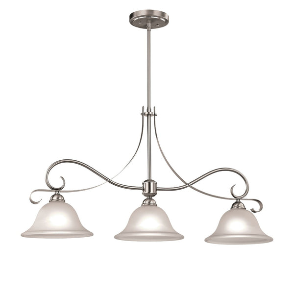 Atlas Brighton 36" Wide 3-Light Linear Chandelier - Elegant Brushed Nickel with Frosted Glass Shades CL12091-NK