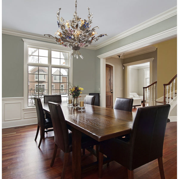 Atlas Brillare 6-Light Chandelier – Artisan Elegance with Multi-Colored Crystals and Nature-Inspired Design Bronzed Rust 32'' CL12093-BZ