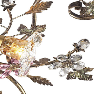 Atlas Brillare 36" Wide Semi-Flush Mount Light Fixture - Artisanal Bronzed Rust with Crystal Florets CL12094-BZ