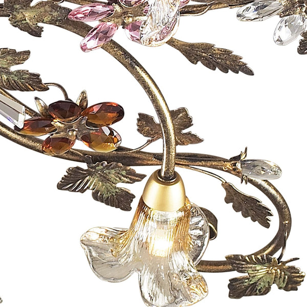Atlas Brillare 36" Wide Semi-Flush Mount Light Fixture - Artisanal Bronzed Rust with Crystal Florets CL12094-BZ