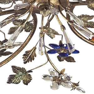 Atlas Brillare 36" Wide Semi-Flush Mount Light Fixture - Artisanal Bronzed Rust with Crystal Florets CL12094-BZ