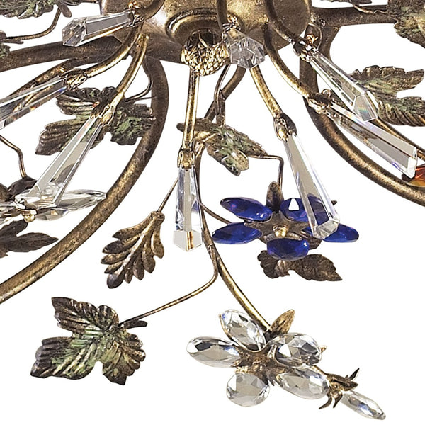 Atlas Brillare 36" Wide Semi-Flush Mount Light Fixture - Artisanal Bronzed Rust with Crystal Florets CL12094-BZ
