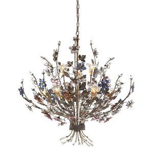 Atlas Brillare 6-Light Chandelier – Artisan Elegance with Multi-Colored Crystals and Nature-Inspired Design Bronzed Rust 36'' CL12095-BZ