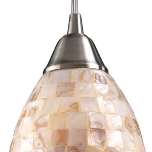 Atlas Capri 5'' Wide Organic Capiz Shell Pendant Light - Satin Nickel for Coastal & Contemporary Spaces CL12102-NA