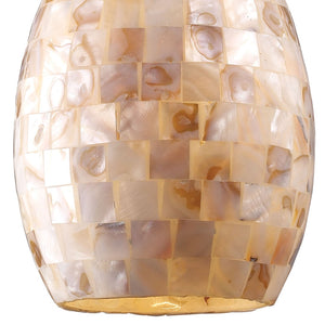 Atlas Capri 5'' Wide Organic Capiz Shell Pendant Light - Satin Nickel for Coastal & Contemporary Spaces CL12102-NA