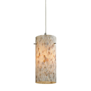 Atlas Capri 5'' Wide Coastal Pendant Light - Handcrafted Capiz Shell Shade in Satin Nickel Finish CL12103-NA