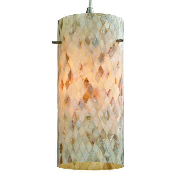 Atlas Capri 5'' Wide Coastal Pendant Light - Handcrafted Capiz Shell Shade in Satin Nickel Finish CL12103-NA