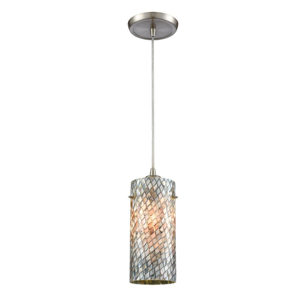 Atlas Capri 5" Wide Pendant Light - Handcrafted Capiz Shell Design in Satin Nickel for Elegant Interiors CL12104-GY