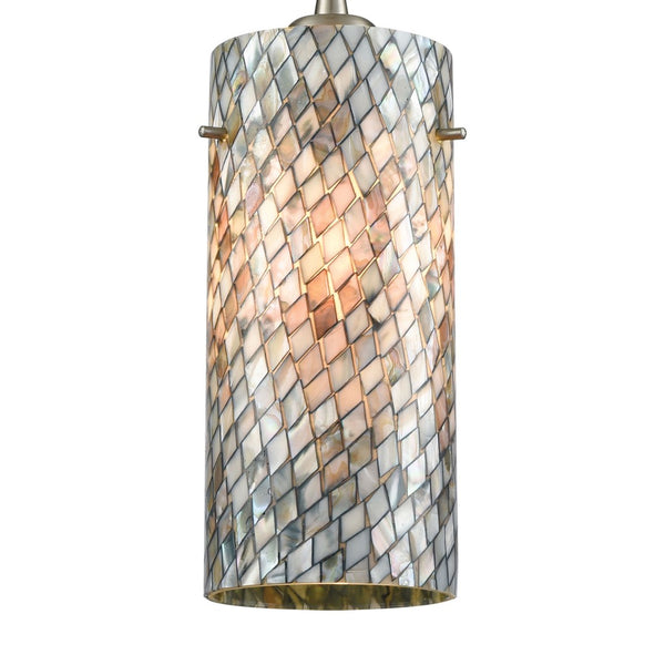 Atlas Capri 5" Wide Pendant Light - Handcrafted Capiz Shell Design in Satin Nickel for Elegant Interiors CL12104-GY