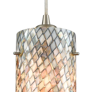 Atlas Capri 5" Wide Pendant Light - Handcrafted Capiz Shell Design in Satin Nickel for Elegant Interiors CL12104-GY