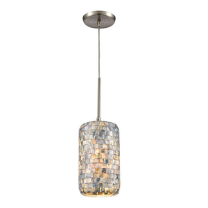Atlas Capri 6" Wide 1-Light Pendant - Handcrafted Capiz Shell Design for Elegant Coastal Interiors CL12105-GY