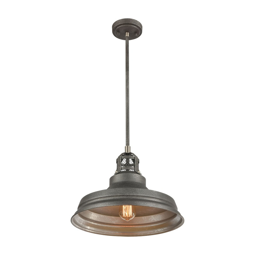 Atlas Carbondale 15'' Wide 1-Light Pendant - Slate Mist Finish with Industrial Farmhouse Charm & Glow CL12108-GY