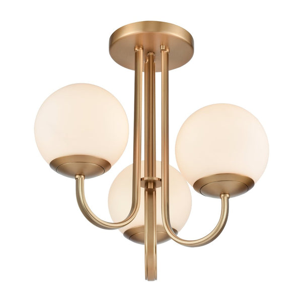 Atlas Caroline 16" 3-Light Semi Flush Mount - Modern Brushed Gold Design with Opal Glass Globes CL12109-GD