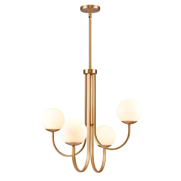 Atlas Caroline Modern 6-Light Chandelier - Sculptural Design with Opal White Glass for Elegant Interiors Brushed Gold 26'' CL12110-GD