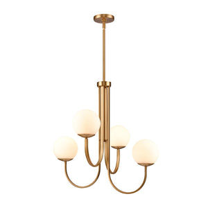 Atlas Caroline Modern 6-Light Chandelier - Sculptural Design with Opal White Glass for Elegant Interiors Brushed Gold 26'' CL12110-GD