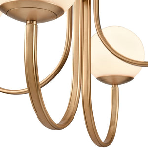 Atlas Caroline Modern 6-Light Chandelier - Sculptural Design with Opal White Glass for Elegant Interiors Brushed Gold 26'' CL12110-GD