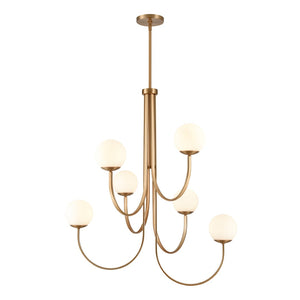 Atlas Caroline Modern 6-Light Chandelier - Sculptural Design with Opal White Glass for Elegant Interiors Brushed Gold 36'' CL12111-GD