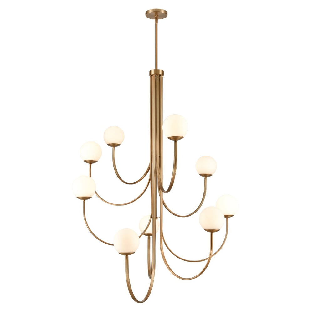 Atlas Caroline Modern 6-Light Chandelier - Sculptural Design with Opal White Glass for Elegant Interiors Brushed Gold 43.5'' CL12112-GD