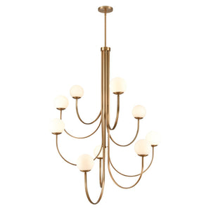 Atlas Caroline Modern 6-Light Chandelier - Sculptural Design with Opal White Glass for Elegant Interiors Brushed Gold 43.5'' CL12112-GD