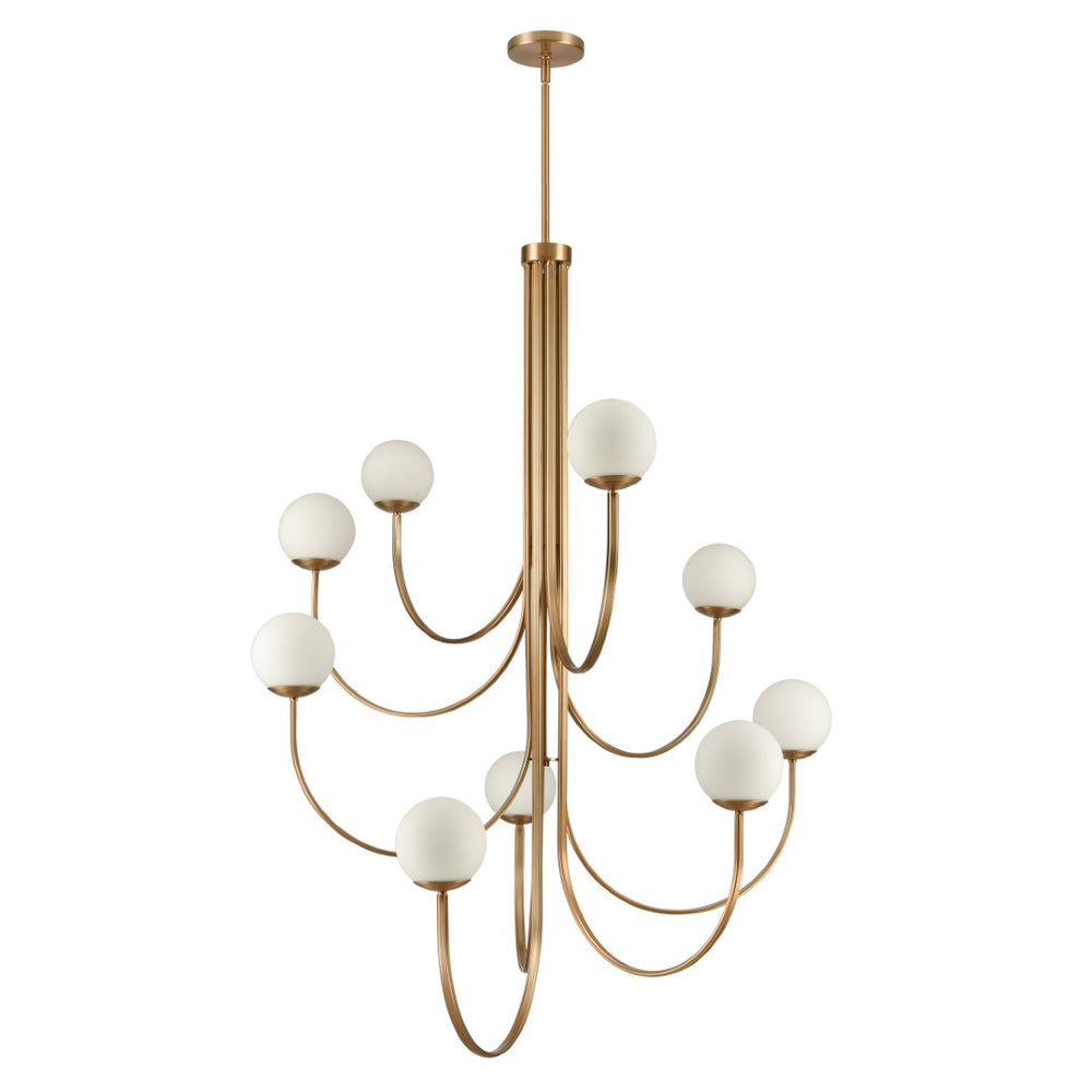 Atlas Caroline Modern 6-Light Chandelier - Sculptural Design with Opal White Glass for Elegant Interiors Brushed Gold 43.5'' CL12112-GD