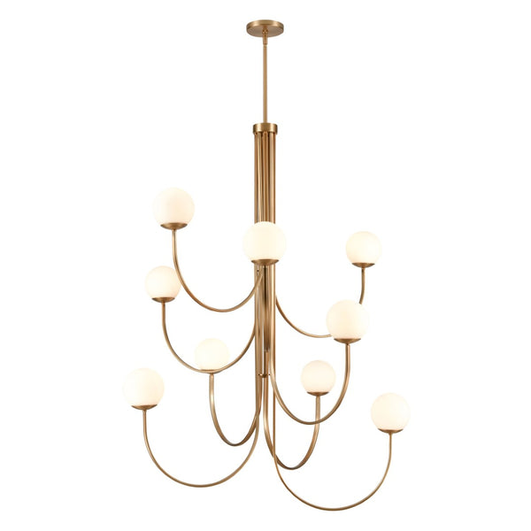Atlas Caroline Modern 6-Light Chandelier - Sculptural Design with Opal White Glass for Elegant Interiors Brushed Gold 43.5'' CL12112-GD