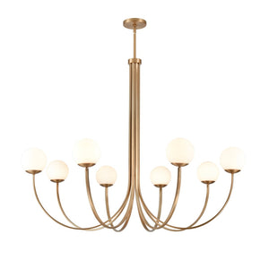 Atlas Caroline Modern 6-Light Chandelier - Sculptural Design with Opal White Glass for Elegant Interiors Brushed Gold 54'' CL12113-GD