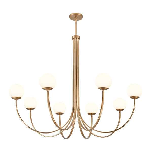 Atlas Caroline Modern 6-Light Chandelier - Sculptural Design with Opal White Glass for Elegant Interiors Brushed Gold 54'' CL12113-GD