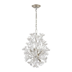 Atlas Celene Elegant 12-Light Chandelier with Floral Glass Shades for Stunning Indoor Illumination Aged Silver 15'' CL12116-SV
