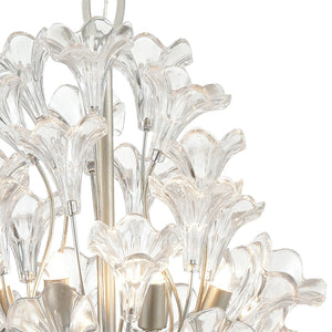 Atlas Celene Elegant 12-Light Chandelier with Floral Glass Shades for Stunning Indoor Illumination Aged Silver 15'' CL12116-SV