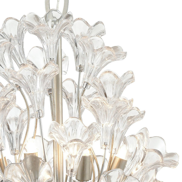 Atlas Celene Elegant 12-Light Chandelier with Floral Glass Shades for Stunning Indoor Illumination Aged Silver 15'' CL12116-SV