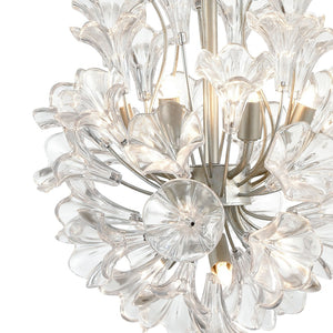 Atlas Celene Elegant 12-Light Chandelier with Floral Glass Shades for Stunning Indoor Illumination Aged Silver 15'' CL12116-SV