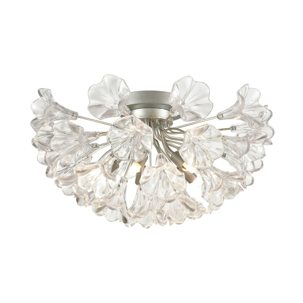 Atlas Celene 19'' Wide 5-Light Semi Flush Mount - Contemporary Floral Design in Aged Silver Elegance CL12117-SV