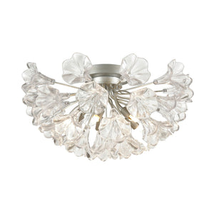 Atlas Celene 19'' Wide 5-Light Semi Flush Mount - Contemporary Floral Design in Aged Silver Elegance CL12117-SV