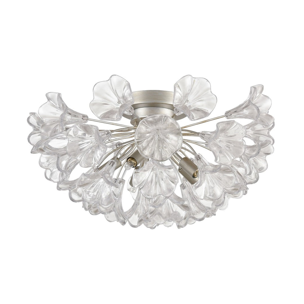 Atlas Celene 19'' Wide 5-Light Semi Flush Mount - Contemporary Floral Design in Aged Silver Elegance CL12117-SV