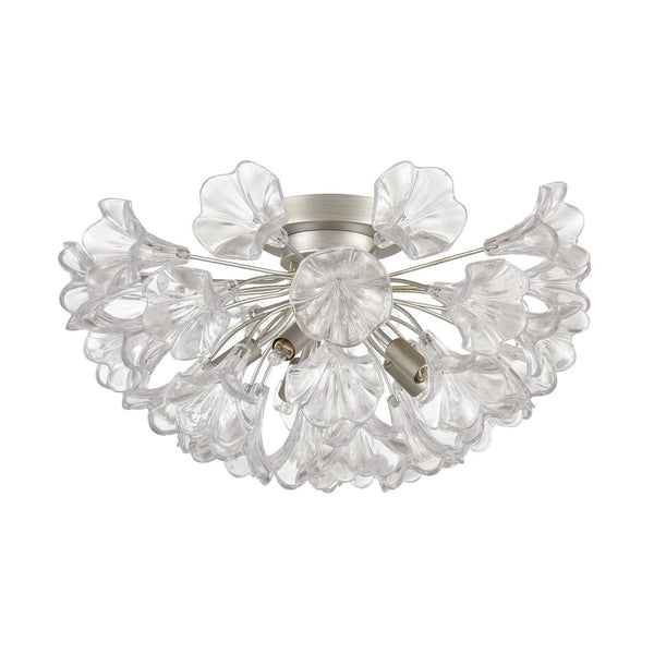 Atlas Celene 19'' Wide 5-Light Semi Flush Mount - Contemporary Floral Design in Aged Silver Elegance CL12117-SV