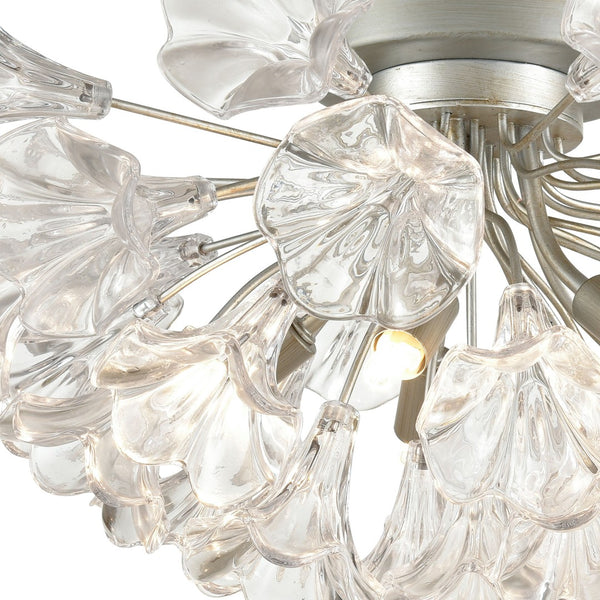 Atlas Celene 19'' Wide 5-Light Semi Flush Mount - Contemporary Floral Design in Aged Silver Elegance CL12117-SV