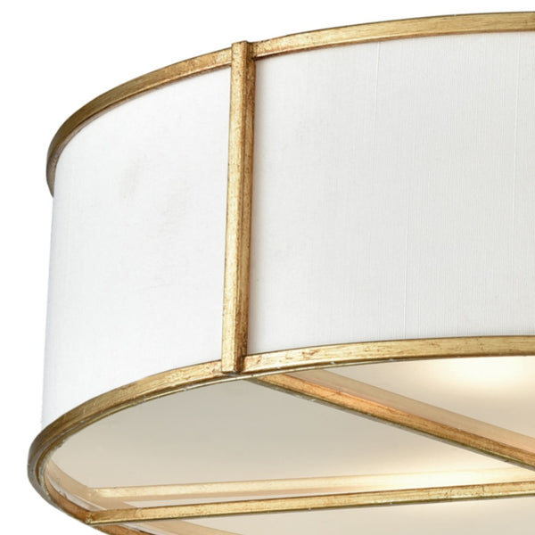 Atlas Ceramique 16'' Wide 3-Light Semi Flush Mount - Elegant Antique Gold Leaf with White Ceramic Accents CL12118-GD