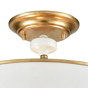 Atlas Ceramique 16'' Wide 3-Light Semi Flush Mount - Elegant Antique Gold Leaf with White Ceramic Accents CL12118-GD