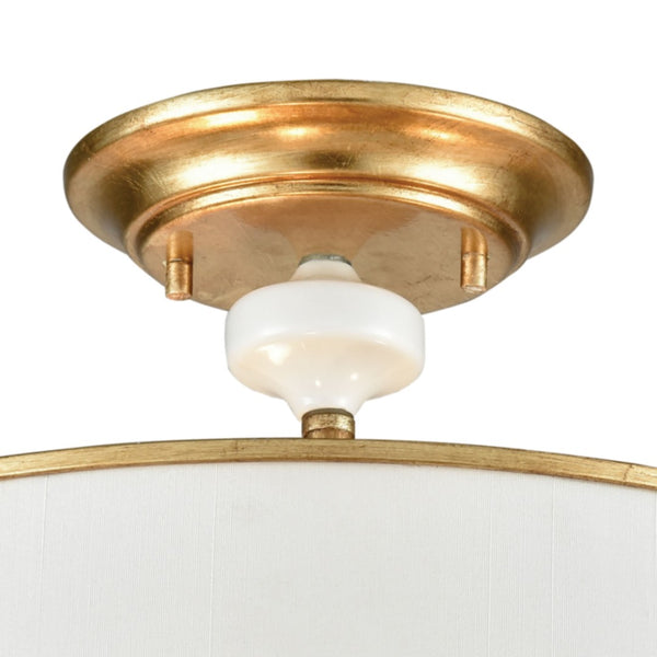 Atlas Ceramique 16'' Wide 3-Light Semi Flush Mount - Elegant Antique Gold Leaf with White Ceramic Accents CL12118-GD