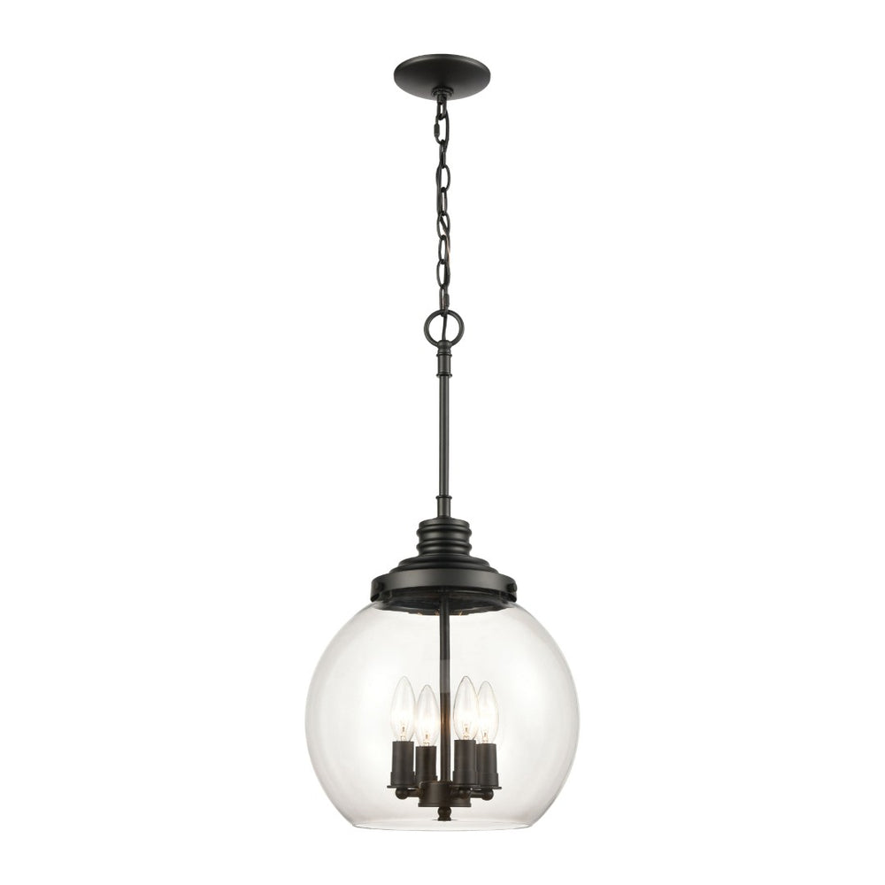 Atlas Chandra 13" Wide 4-Light Pendant - Modern Clear Glass Globe for Stylish Ambient Illumination Matte Black CL12123-BK