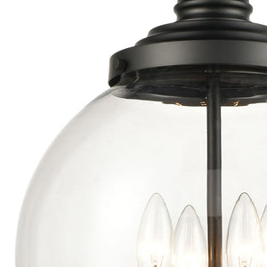 Atlas Chandra 13" Wide 4-Light Pendant - Modern Clear Glass Globe for Stylish Ambient Illumination Matte Black CL12123-BK