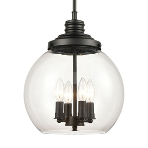 Atlas Chandra 13" Wide 4-Light Pendant - Modern Clear Glass Globe for Stylish Ambient Illumination Matte Black CL12123-BK