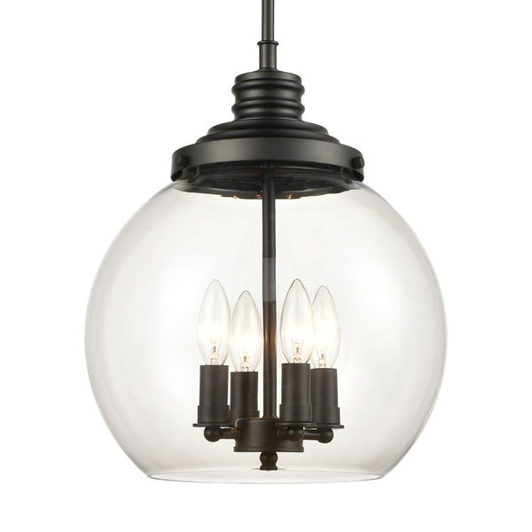 Atlas Chandra 13" Wide 4-Light Pendant - Modern Clear Glass Globe for Stylish Ambient Illumination Matte Black CL12123-BK
