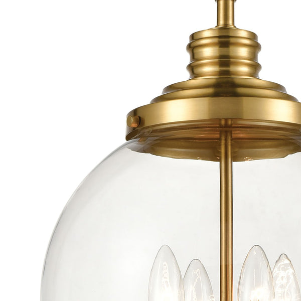 Atlas Chandra 13" Wide 4-Light Pendant - Modern Clear Glass Globe for Stylish Ambient Illumination Burnished Brass CL12123-BS