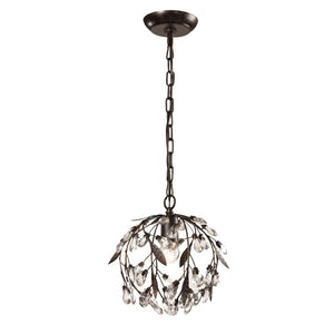 Atlas Circeo 10" Wide 1-Light Mini Pendant - Romantic Cottage Charm with Crystal Accents for Elegant Spaces Deep Rust CL12128-BZ