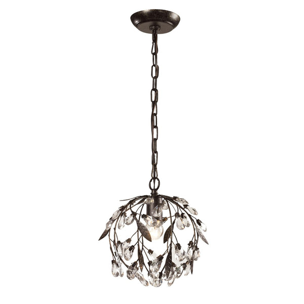Atlas Circeo 10" Wide 1-Light Mini Pendant - Romantic Cottage Charm with Crystal Accents for Elegant Spaces Deep Rust CL12128-BZ