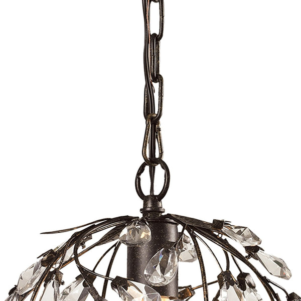 Atlas Circeo 10" Wide 1-Light Mini Pendant - Romantic Cottage Charm with Crystal Accents for Elegant Spaces Deep Rust CL12128-BZ