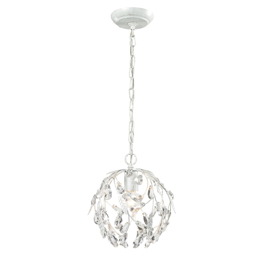Atlas Circeo 10" Wide 1-Light Mini Pendant - Romantic Cottage Charm with Crystal Accents for Elegant Spaces Antique White CL12128-WH
