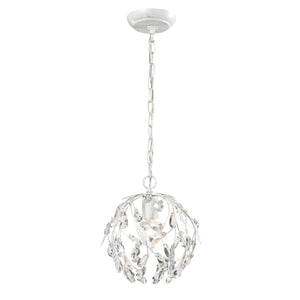 Atlas Circeo 10" Wide 1-Light Mini Pendant - Romantic Cottage Charm with Crystal Accents for Elegant Spaces Antique White CL12128-WH